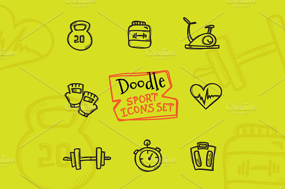 8 Doodle Icons. Sport