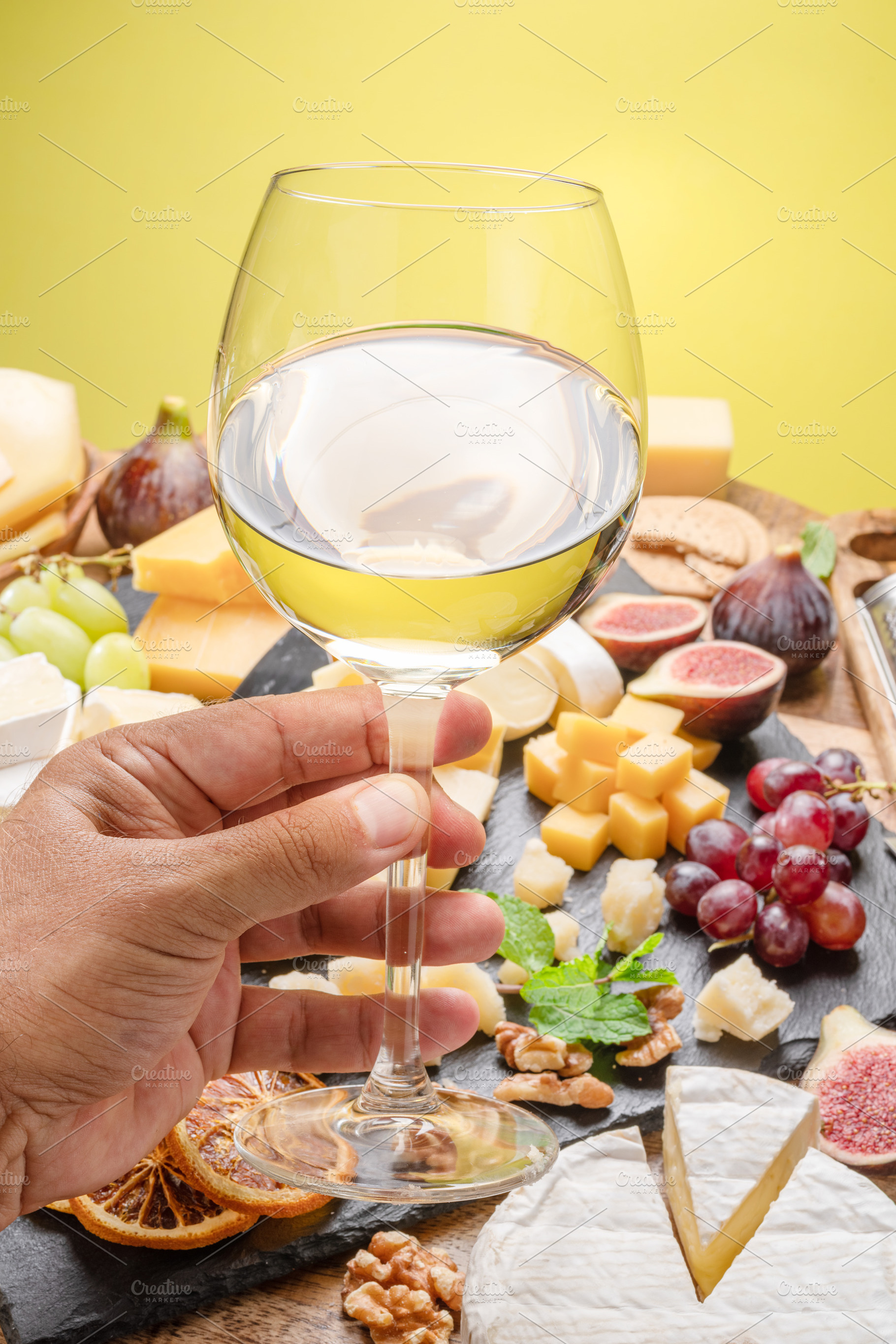 Glass of white wine, a Food & Drink Photo by Volff