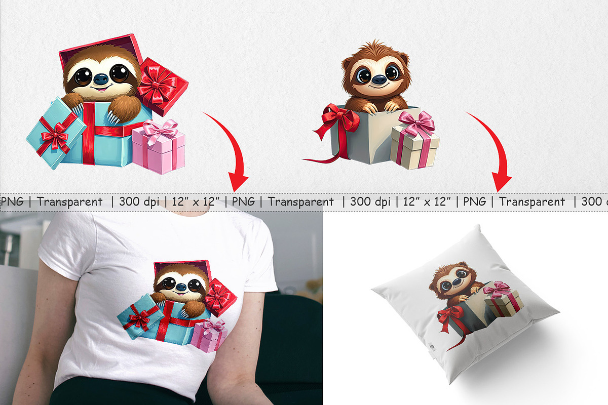 Sloth Clipart Gift, a Graphic by Artnoy (Photo 3 of 5)