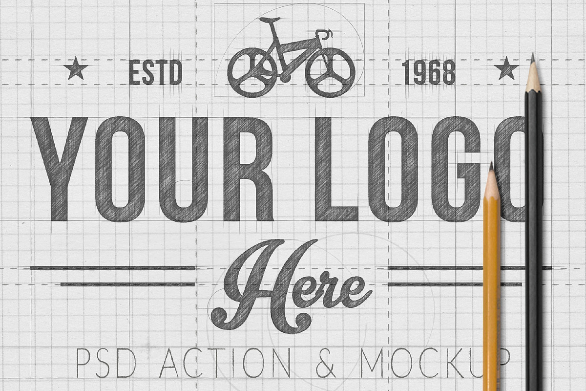 HAND SKETCHED LOGO ACTION & MOCKUP, a Pens & Pencil Mockup by Tropical Type (Photo 1 of 9)