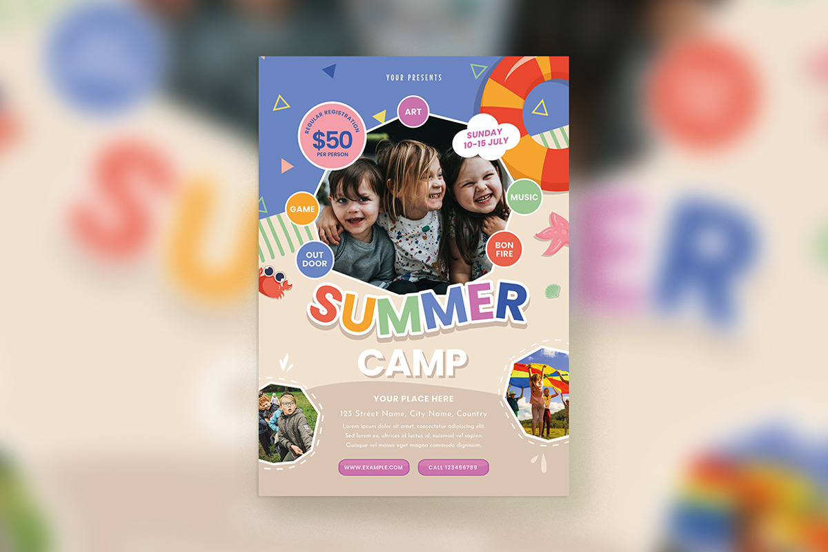 Kid's Summer Camp Flyer, a Flyer Template by Esui Studio (Photo 1 of 3)