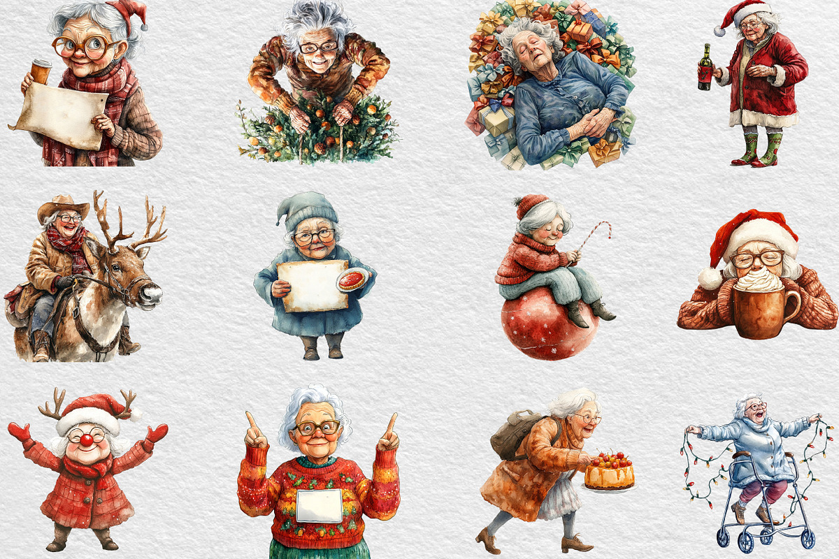 Funny Old Lady Christmas Sublimation, an Illustration by Black Bird Studio (Photo 4 of 4)
