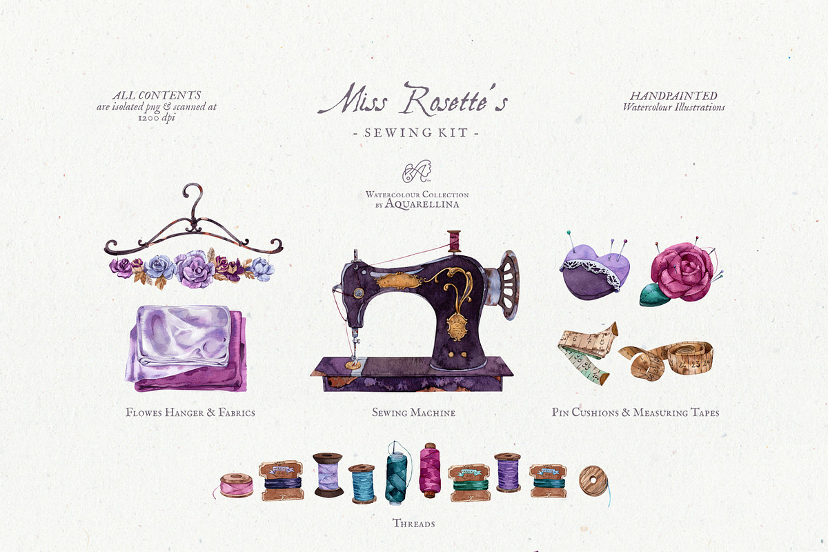 Sewing Watercolour Illustrations, an Education Illustration by Aquarellina (Photo 17 of 17)