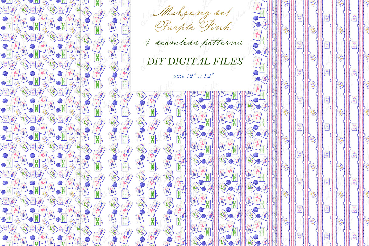 Mahjong Set PNG Watercolor DIY, a Graphic by LABFcreations (Photo 4 of 4)