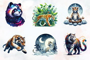 Tiger Watercolor Cliparts, an Illustration by RobertsArt (Thumbnail 2 of 7)