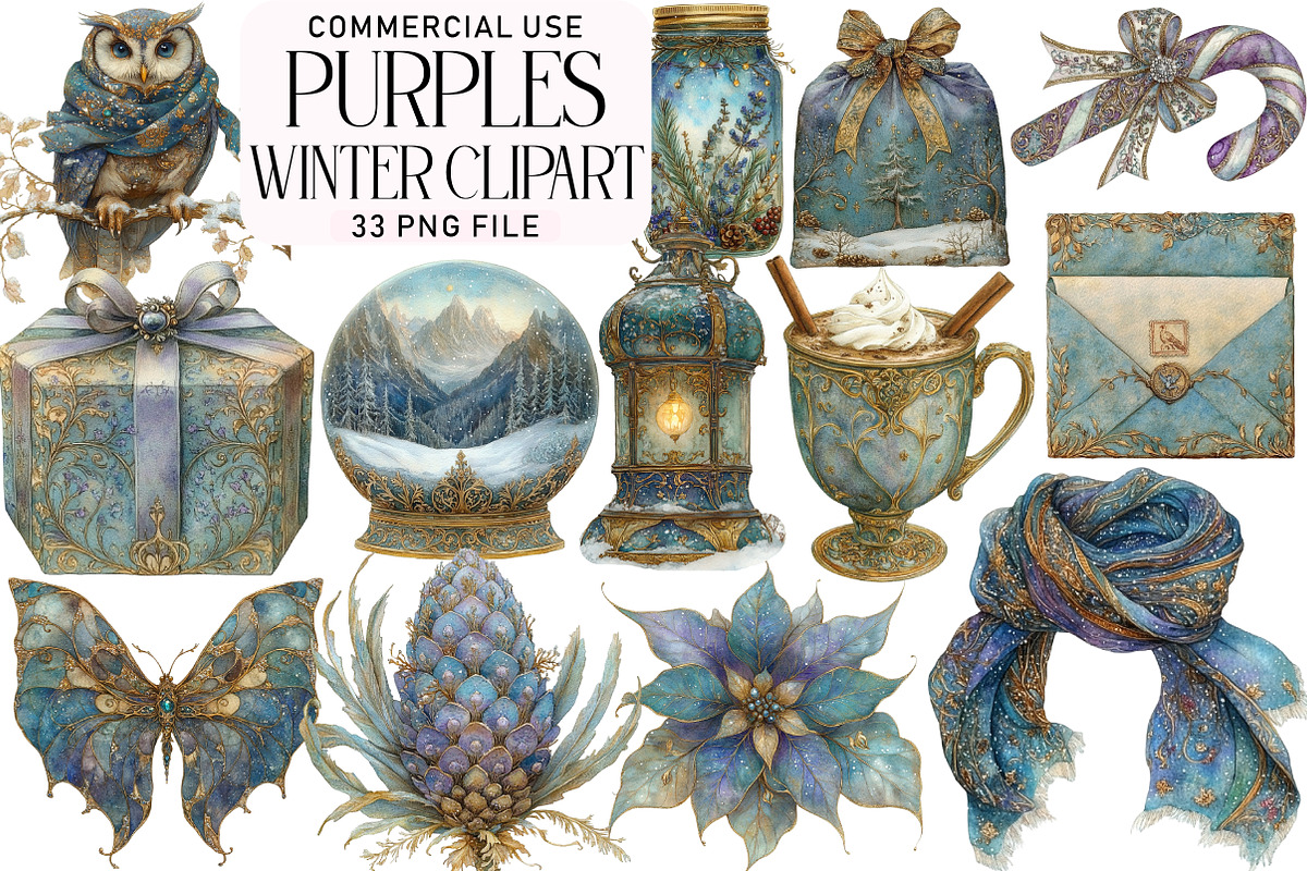 Purples Winter Clipart Bundle, an Illustration by Daily.Designs (Photo 1 of 5)