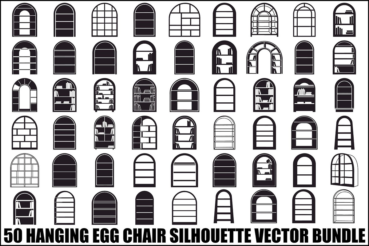 Hanging Egg Chair Silhouette Bundle, an Illustration by Gfx_Store (Photo 1 of 51)