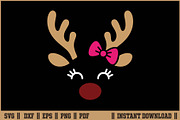 Cute Reindeer Christmas Deer SVG, a Seasonal Illustration by Handy Arts Studio (Thumbnail 1 of 3)