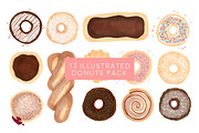 Bakers Dozen Donut Pack, an Illustration by Nicole Cicak (Thumbnail 1 of 3)