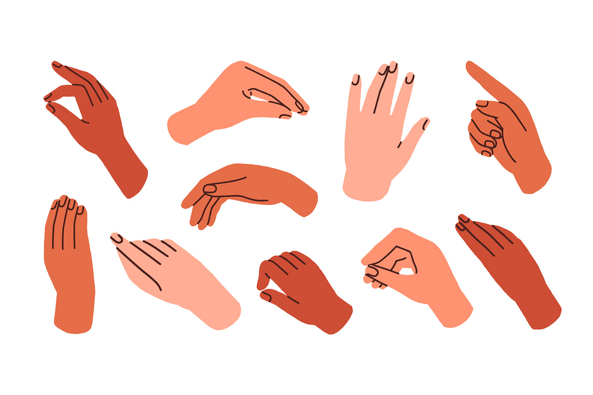 Hand gestures, finger signs set, an Illustration by Good Studio (Photo 4 of 4)