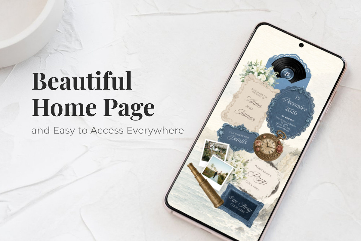 Dusty Blue Wedding Website, a Landing Page Template by Everyday Perfection (Photo 2 of 12)
