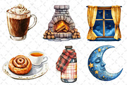 Watercolor Cozy Evening Clipart, an Illustration by Dream Creation (Thumbnail 5 of 6)