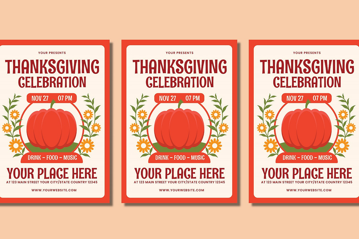 Thanksgiving Flyer Set, a Flyer Template by Patria Ari (P4tcreativa) (Photo 4 of 4)