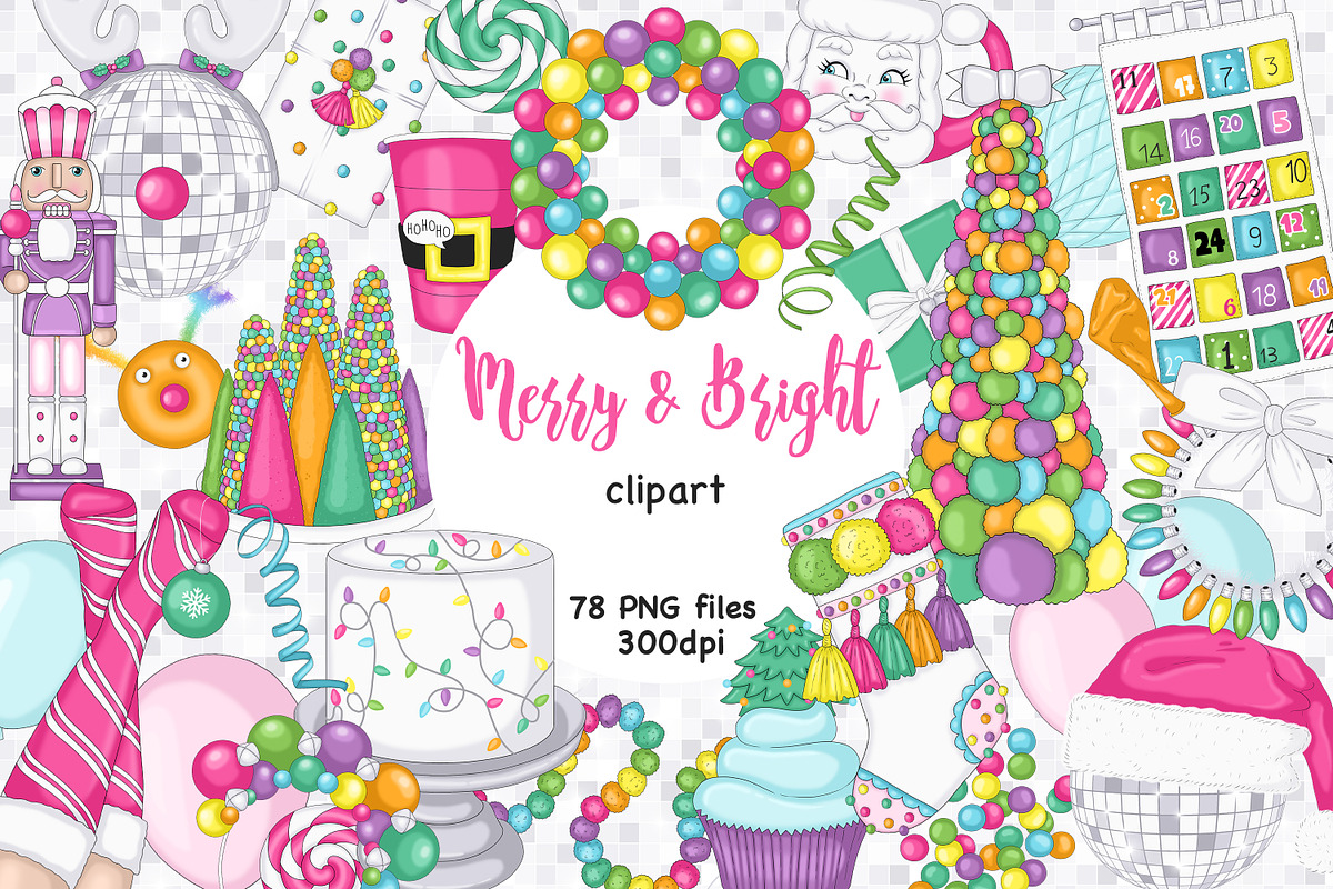 Merry And Bright Clipart, an Illustration by GlamArtZhanna (Photo 1 of 4)