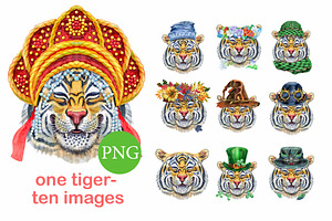 Watercolor orange tiger, an Animal Illustration by Watercolor fantasy