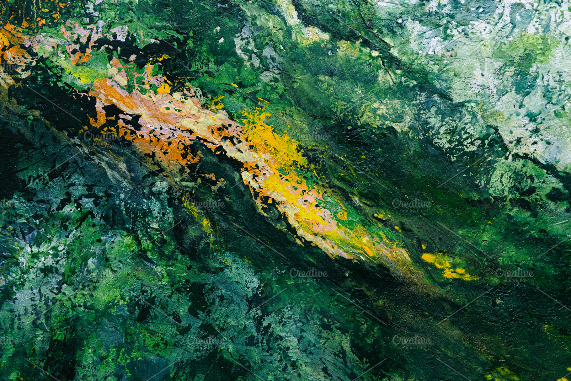Abstract textured painting with gree, an Abstract Photo by Edalin's Store