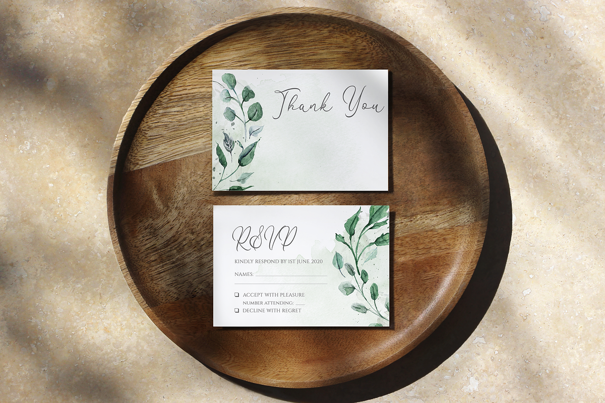 6 Piece Greenery Wedding Invite Set, an Invitation Template by R Whitehurst Design (Photo 9 of 11)