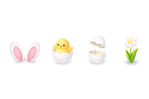 Bunny ears, hatching chick, cracked, an Object Illustration by GraphiShop