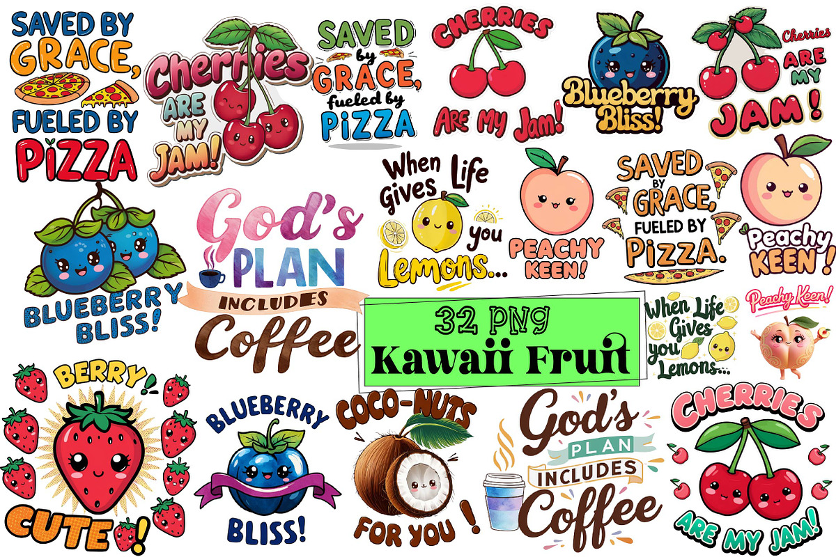 Kawaii Fruit Sublimation, an Illustration by Wow Magic (Photo 1 of 4)
