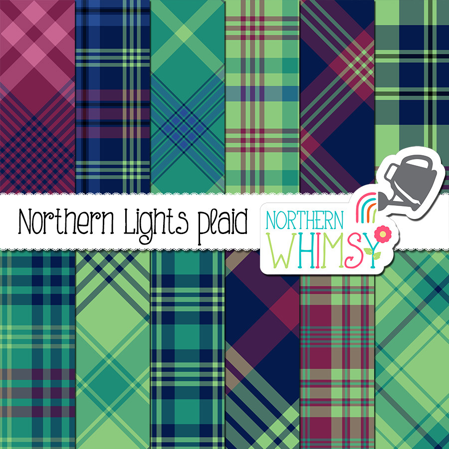 Northern Lights Plaid Patterns, a Pattern Graphic by Northern Whimsy Design