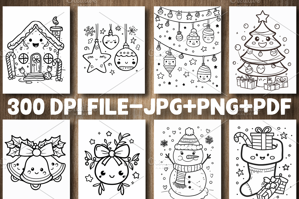 Cute Decorative Christmas Coloring, a Seasonal Illustration by Design Station (Photo 2 of 3)