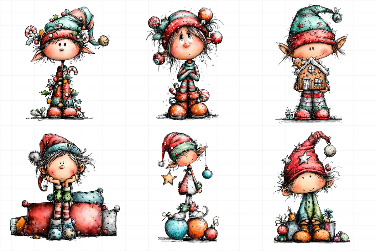 Whimsical Christmas Elf Clipart, an Illustration by Daily.Designs (Photo 3 of 5)