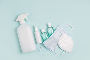 Medical masks and sanitizer