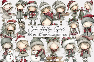 Cute Holly Girl Clipart, an Illustration by Designworld