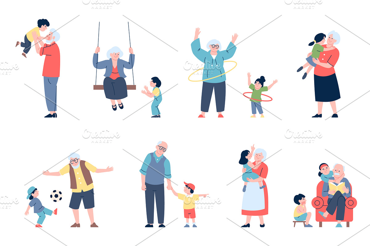 Grandparents with grandkids. Family, a Graphic by LadadikArt