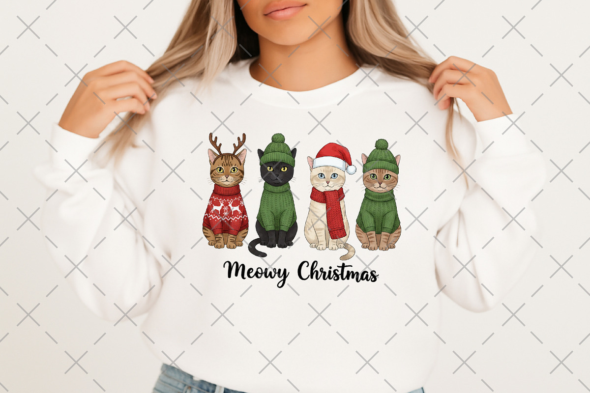 Meowy Christmas Png, Christmas Cat, an Illustration by Craft Nest (Photo 4 of 6)
