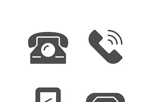 Set icons of phone, a Solid Icon by motorama