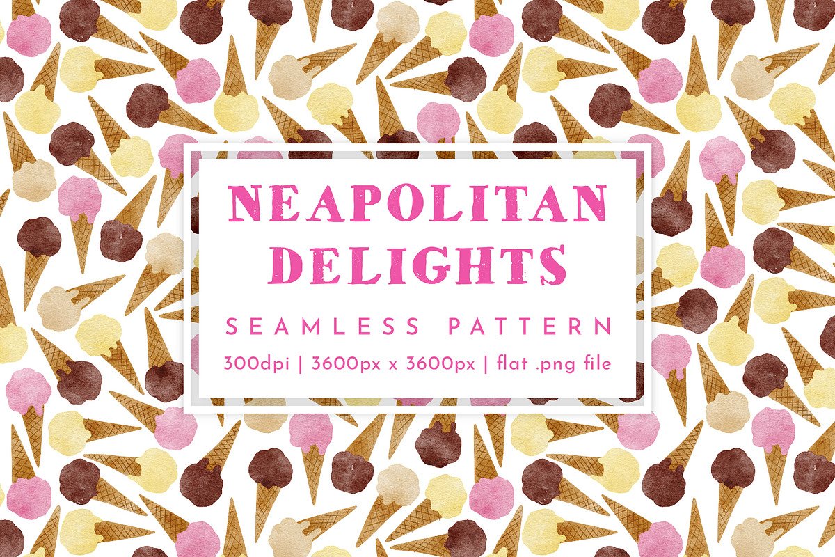 Watercolour Ice Cream Pattern, a Pattern Graphic by Rebecca Flaherty (Photo 1 of 3)