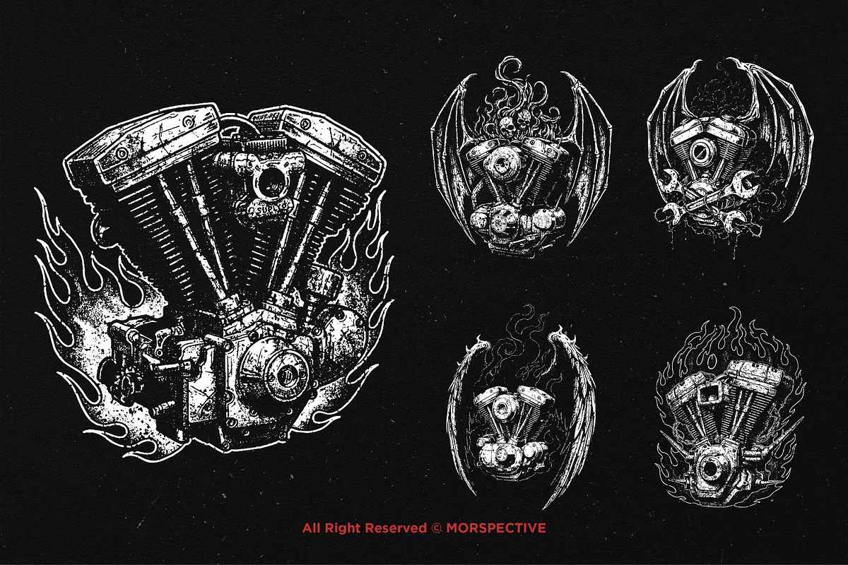 10 Bundle Dark Art V Twin Engine, an Illustration by Morspective (Photo 3 of 7)