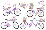 Lavender Floral Bicycles Clipart, an Illustration by Amanda Ilkov (Thumbnail 3 of 5)