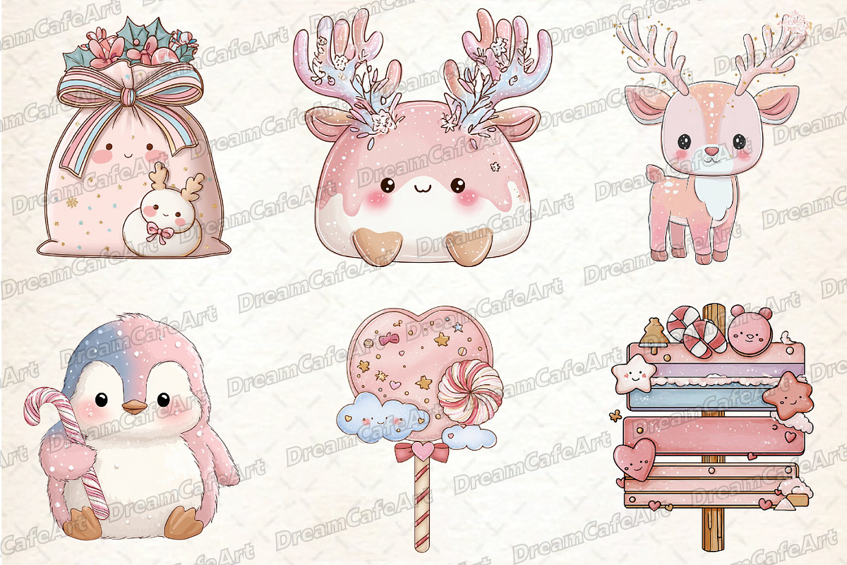 Pastel Kawaii Christmas Clipart, an Illustration by DreamCafeArt (Photo 5 of 8)