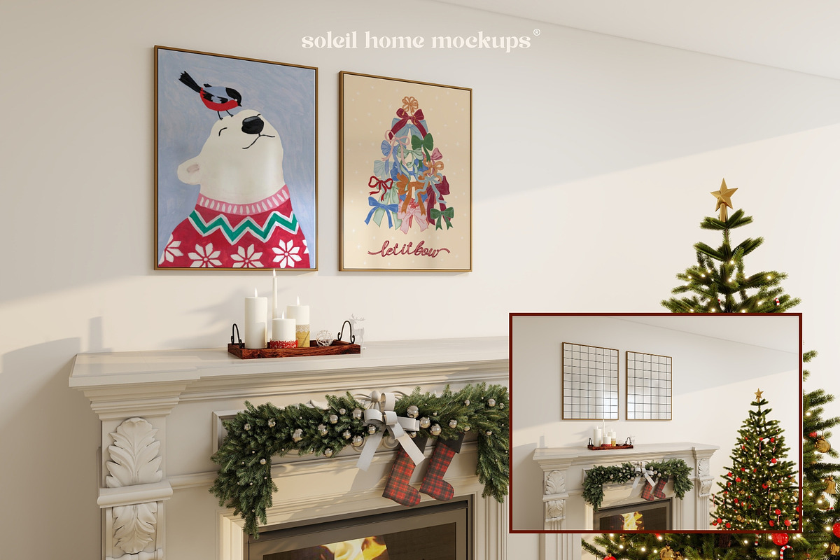HOLLY | Christmas Frame Mockup Set, a Household Mockup by SoleilHomeMockups (Photo 4 of 11)