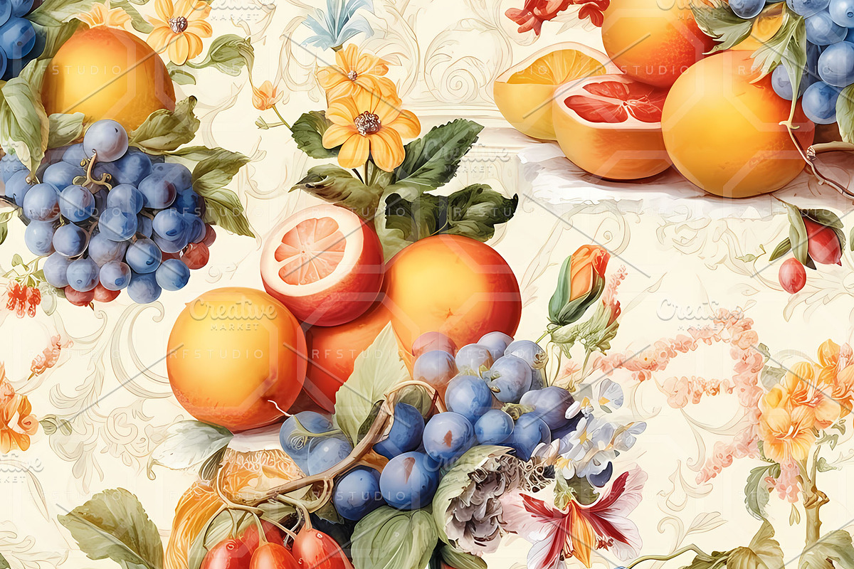 SICILIAN GARDEN SEAMLESS BUNDLE I, a Texture Illustration by RefinedFantasyStudio (Photo 5 of 9)