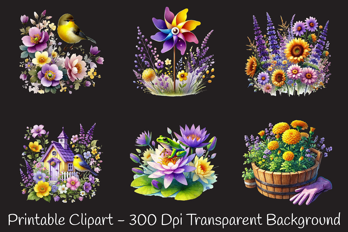 Spring garden sublimation clipart, an Illustration by RobertsArt (Photo 4 of 7)