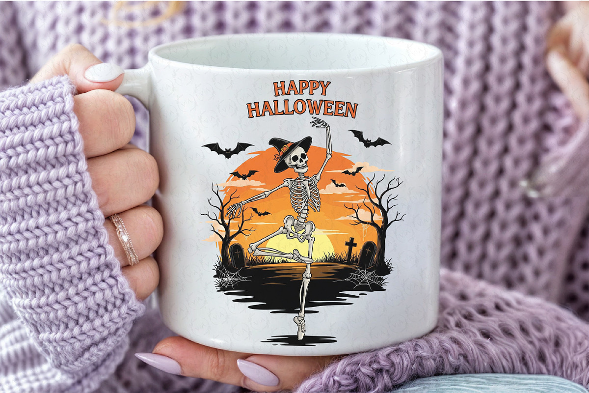 Halloween Skeleton Dance Sublimation, an Illustration by Craft Nest (Photo 4 of 6)