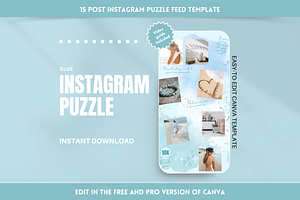 Blue Instagram Puzzle, a Social Media Template by SunshineStudioBoutique