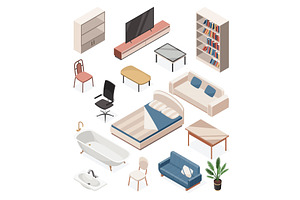 Isometric interior furniture, icon, an Object Illustration by the8monkey