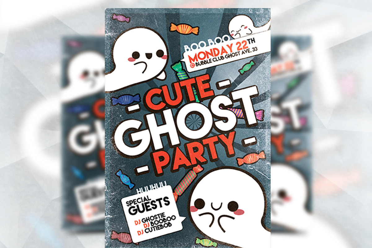 Cute Ghost Party - Flyer Template, a Flyer Template by Flyermarket (Photo 1 of 3)