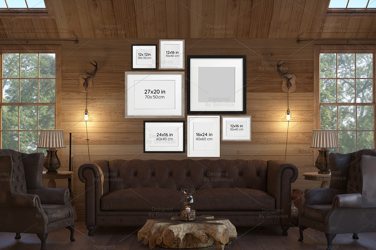 Interior Mockup, Ranch Cabin Log, a Household Mockup by Designed By Gorovaya (Photo 2 of 5)