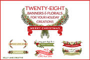 Christmas Banners & Florals, an Illustration by Kelly Jane Creative (Thumbnail 1 of 3)