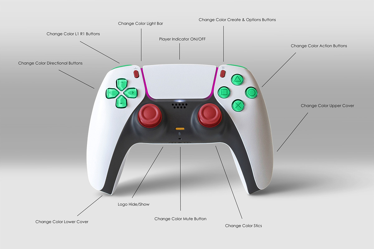 DualSense Controller Mockup, a Product Mockup by Zabiegala MP (Photo 4 of 6)