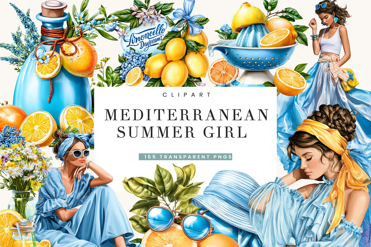 Mediterranean Summer Girl Clipart, a Person Illustration by BusyDaydesign (Photo 1 of 9)