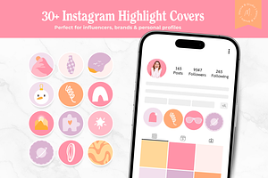 32Instagram Colorful Highlight Icons, a Social Media Template by Marcia B Studio