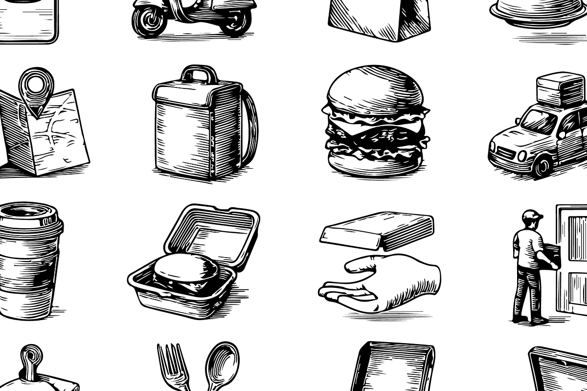 Food Delivery Set Vintage, an Object Graphic by RT Studio (Photo 3 of 4)