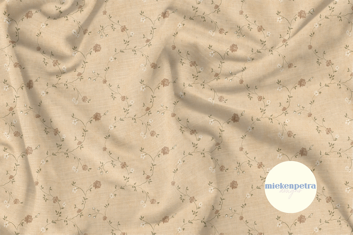 Vintage Beige Textured Floral, a Pattern Graphic by Mieken Petra Designs (Photo 3 of 4)
