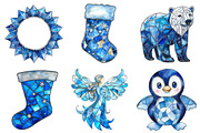 Blue Christmas Stained Glass Bundle, a Seasonal Illustration by CitraGraphics (Thumbnail 7 of 8)